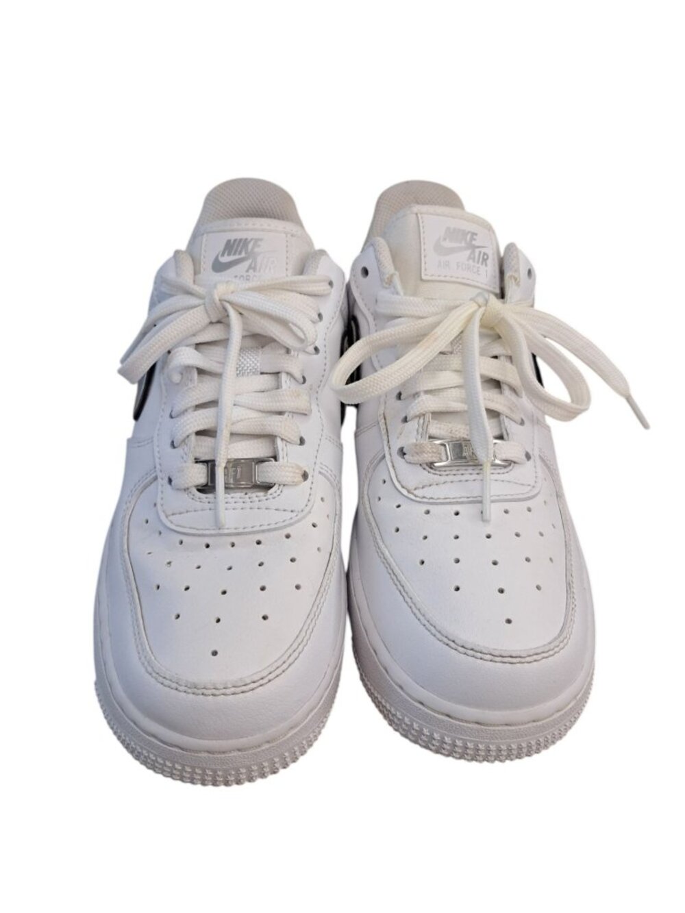 Nike Women's Air Force 1 Low White/Metallic Silver Swoosh, Size 8 Sneakers /Shoe